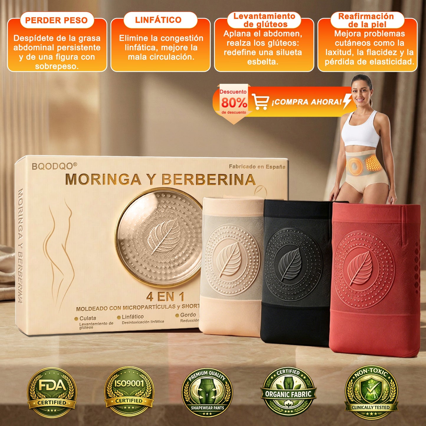 Tienda Oficial👨⚕️ de la Marca | BQODQO® 2026 Moringa & Berberina 4-en-1 Pantalones Esculpe y Quema Grasa con Micro-Partículas🍕